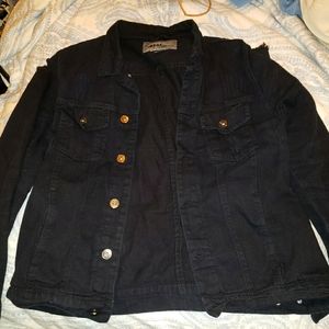 Distressed Black Denim Jacket